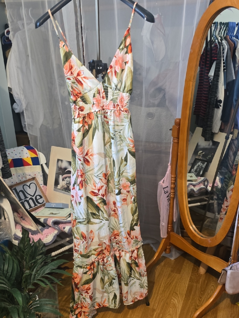 Blashe Floral Maxi Sundress with Tropical Print Large